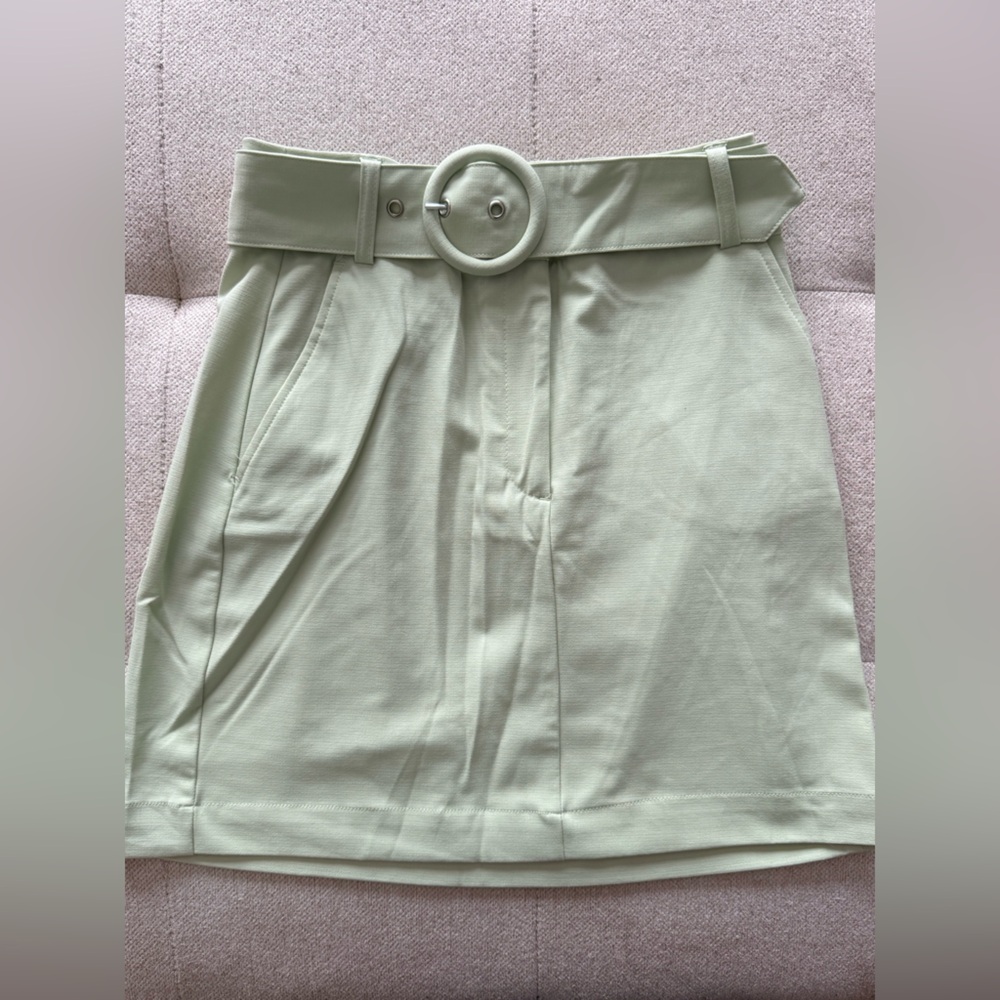 Dynamite Light Green Mini Skirt with Belt